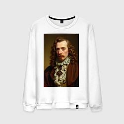 Свитшот хлопковый мужской Старинный портрет, цвет: белый