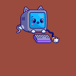 Свитшот хлопковый мужской Компьютерный котик, цвет: кирпичный — фото 2