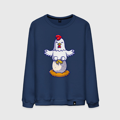 Мужской свитшот Куриная йога / Тёмно-синий – фото 1