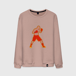 Свитшот хлопковый мужской Боксер хохлома, цвет: пыльно-розовый