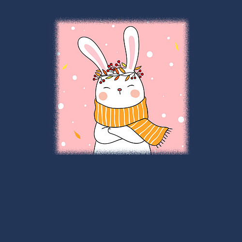 Мужской свитшот Милый заяц с шарфом / Тёмно-синий – фото 3