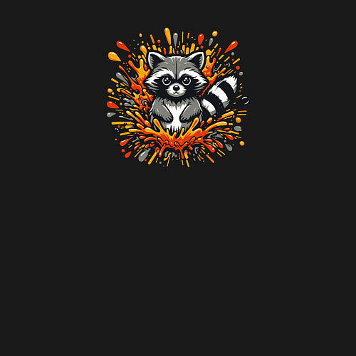 Мужской свитшот Забавный енот в брызгах краски / Черный – фото 3