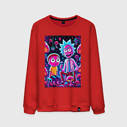 Свитшот хлопковый мужской Рик и Морти - паучок и грибочки, цвет: красный