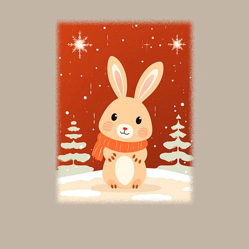 Мужской свитшот Снежный милый кролик / Миндальный – фото 3