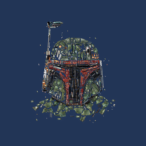 Мужской свитшот Мандалорский шлем мазайка / Тёмно-синий – фото 3