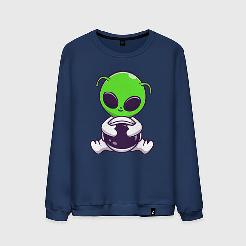 Мужской свитшот Пришелец космонавт / Тёмно-синий – фото 1
