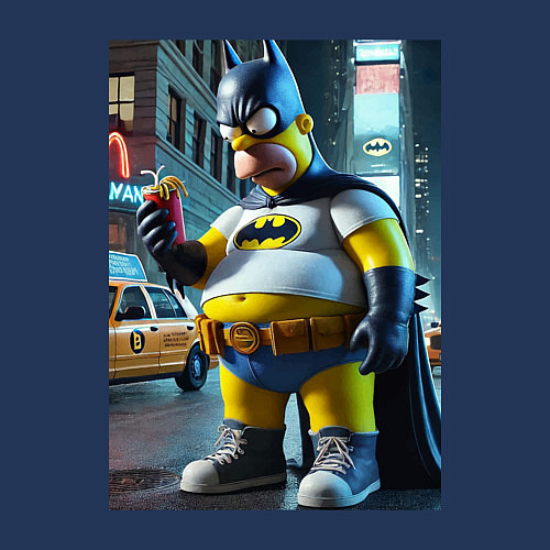 Мужской свитшот Бэтсимпсон купил в фастфуде картофель фри / Тёмно-синий – фото 3