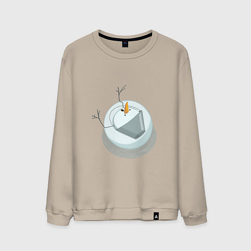 Мужской свитшот Снеговик вид сверху / Миндальный – фото 1