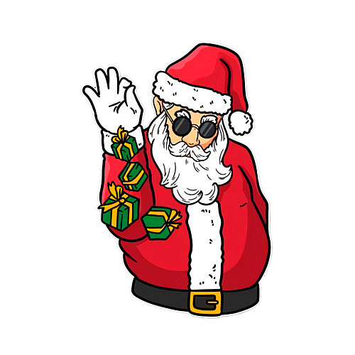 Мужской свитшот Дед мороз сыплет подарками / Белый – фото 3