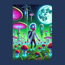 Свитшот хлопковый мужской Морти потерял Рика на мухоморной планете, цвет: тёмно-синий — фото 2