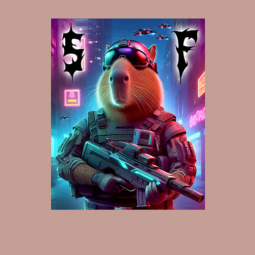 Мужской свитшот Capybara soldier - special forces / Пыльно-розовый – фото 3
