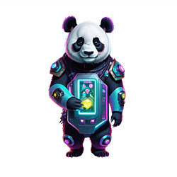 Свитшот хлопковый мужской Крутой кибер панда, цвет: белый — фото 2