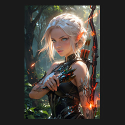 Свитшот хлопковый мужской Девушка-эльф с магическим луком, цвет: черный — фото 2