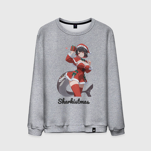 Мужской свитшот Акулье рождество / Меланж – фото 1