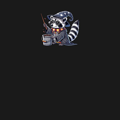 Мужской свитшот Енот колдует Гарри Поттер пародия / Черный – фото 3