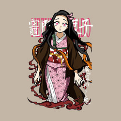 Свитшот хлопковый мужской Клинок рассекающий демонов Незуко, цвет: миндальный — фото 2