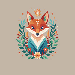 Свитшот хлопковый мужской Лис с венком из ветвей, цвет: миндальный — фото 2