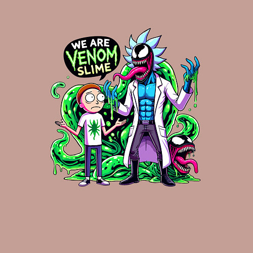 Мужской свитшот We are Venom slime - Rick and Morty / Пыльно-розовый – фото 3