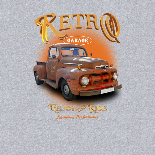 Мужской свитшот Ретро гараж и автомобиль Ford F / Меланж – фото 3