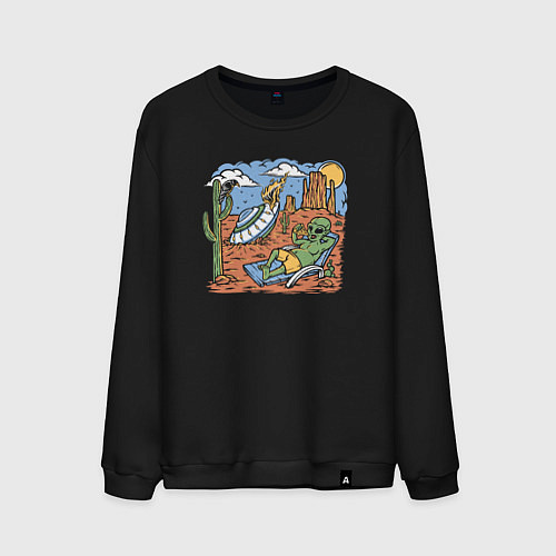 Мужской свитшот Пришелец в пустыне / Черный – фото 1