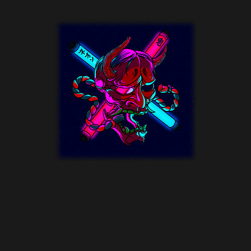 Мужской свитшот Неоновый демон они / Черный – фото 3