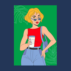 Свитшот хлопковый мужской Капучино вайб зеленый, цвет: тёмно-синий — фото 2