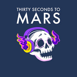 Свитшот хлопковый мужской Thirty Seconds to Mars - неоновый череп, цвет: тёмно-синий — фото 2