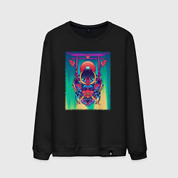 Свитшот хлопковый мужской Демон самурай, цвет: черный