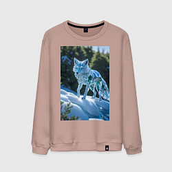 Мужской свитшот Кристальный волк на снегу