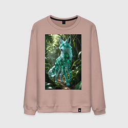 Мужской свитшот Кристальный волк в джунглях