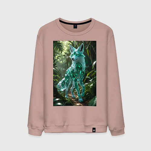 Мужской свитшот Кристальный волк в джунглях / Пыльно-розовый – фото 1