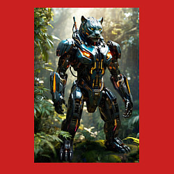 Свитшот хлопковый мужской Кибер-пантера вышла на охоту, цвет: красный — фото 2