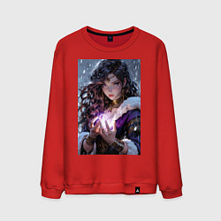 Свитшот хлопковый мужской Прекрасная девушка-маг накладывает чары, цвет: красный