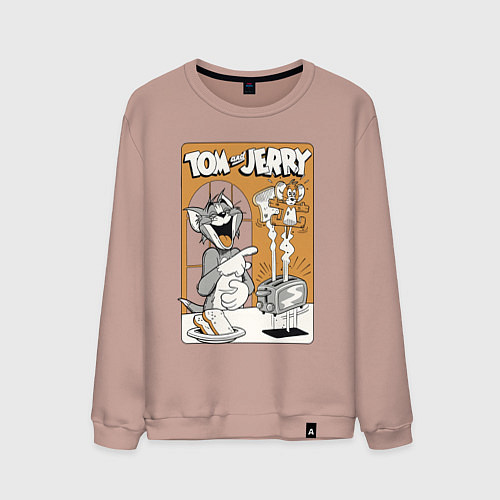 Мужской свитшот Том и Джерри - тосты / Пыльно-розовый – фото 1