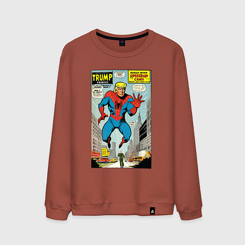 Мужской свитшот Spider-Trump - ai art fantasy / Кирпичный – фото 1