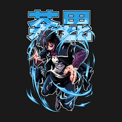 Свитшот хлопковый мужской Моя геройская академия Даби синее пламя, цвет: черный — фото 2