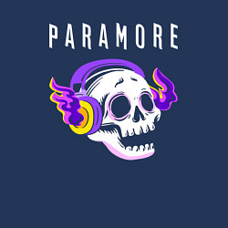 Свитшот хлопковый мужской Paramore - неоновый череп, цвет: тёмно-синий — фото 2