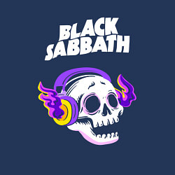 Свитшот хлопковый мужской Black Sabbath - неоновый череп, цвет: тёмно-синий — фото 2