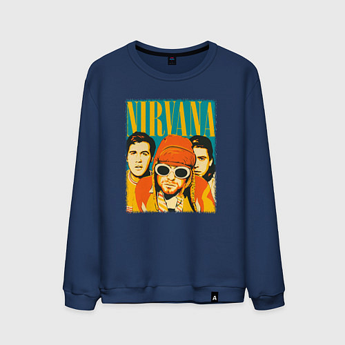 Мужской свитшот Нирвана музыкальная группа / Тёмно-синий – фото 1
