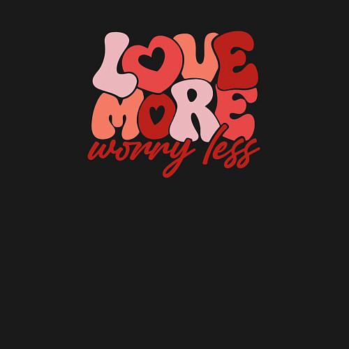 Мужской свитшот Love more worry less / Черный – фото 3