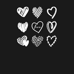 Свитшот хлопковый мужской Hearts love hand draw, цвет: черный — фото 2