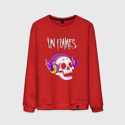 Свитшот хлопковый мужской In Flames - неоновый череп, цвет: красный