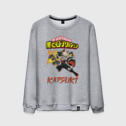 Свитшот хлопковый мужской Моя геройская академия Кацуки, цвет: меланж