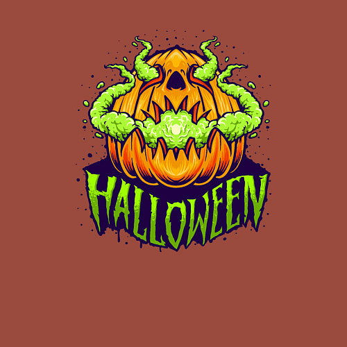 Мужской свитшот Halloween pumpkin / Кирпичный – фото 3