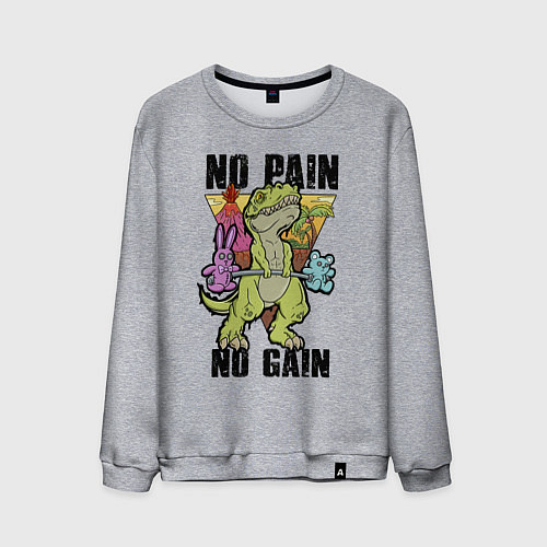 Мужской свитшот T Rex GYM - no pain no gain / Меланж – фото 1