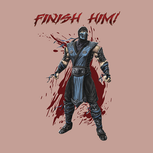 Мужской свитшот Finish him Sub-Zero Mortal Kombat / Пыльно-розовый – фото 3