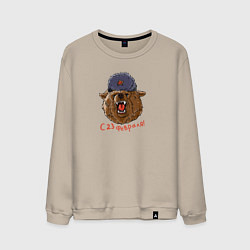 Свитшот хлопковый мужской Суровой медведь, цвет: миндальный