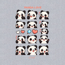 Свитшот хлопковый мужской Панда и сердечки, цвет: меланж — фото 2