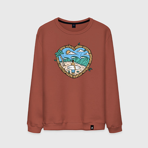 Мужской свитшот Люблю серфинг / Кирпичный – фото 1