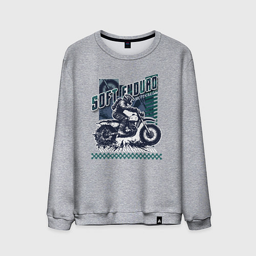 Мужской свитшот Мотоциклист на мотоцикле:Soft enduro / Меланж – фото 1